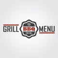 Grill menu design template. Grill or barbecue symbol. Vector Illustration.